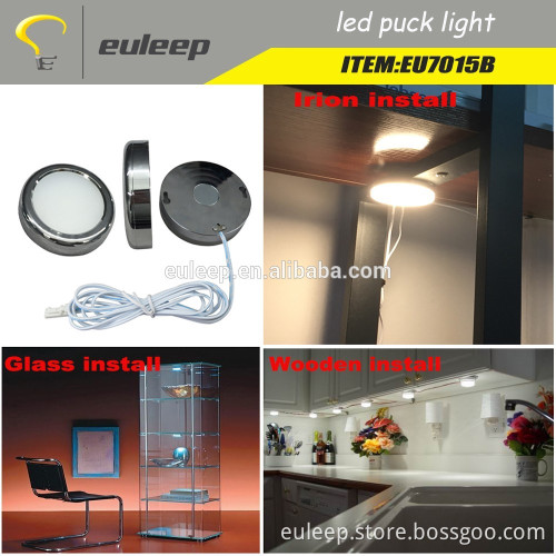 Euleep led puck light 2w 3w ,led cabinet light, under cabinet light,install by magnetic